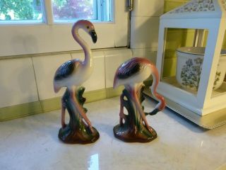Vintage 10 " Flamingo Figurines