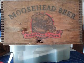 Vintage Moosehead Beer Wooden Dovetailed Wood Crate Box Man Cave Wall Art