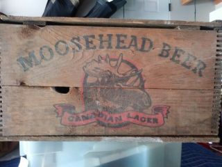 Vintage Moosehead Beer Wooden DOVETAILED WOOD CRATE BOX MAN CAVE WALL ART 4