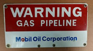 Vtg Dsp Mobil High Pressure Pipeline Sign Metal Mobil Gas Pegasus Oil Gas
