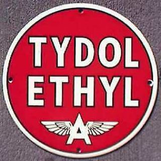 Tydol Ethyl Flying A Porcelain Overlay Metal Sign Nr