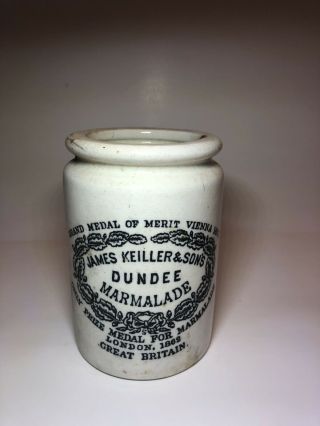 Antique James Keiller & Sons - Dundee Marmalade Crock Stoneware Jar 1862 Maling