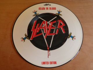 Slayer,  Reign In Blood,  Rare Vinyl Picture Disc Lp,  Uk Def Jam Pressing Lonpp 34
