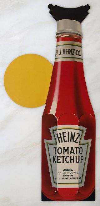 Big Heinz Tomato Ketchup Die Cut Bottle Store Advertising Paper Sign Vintage 20 "
