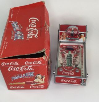 1998 Coca - Cola Mini Pinball Machine Light Up Coin Bank W/ Sounds