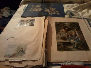 Antique Victorian Scrap Book,  Valentines,  christmas,  merit,  trade cards,  misc 3