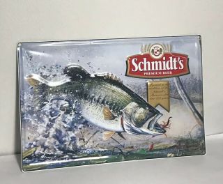 Schmidt’s Premium Beer Fish Bass Metal Sign 18 