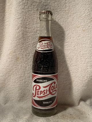Full 8oz 1950’s Pepsi - Cola Acl Soda Bottle From The Philippines