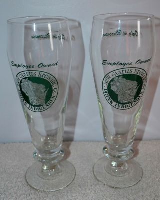 Set Of 2 Glarus Brewing Co.  " Drink Indigenous " Pilsner Beer Glasses