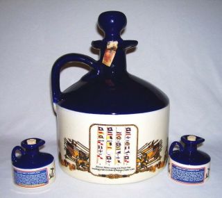 BRITISH NAVY PUSSER ' S RUM Quality Porcelain DECANTER & (2) MINIATURES England 2