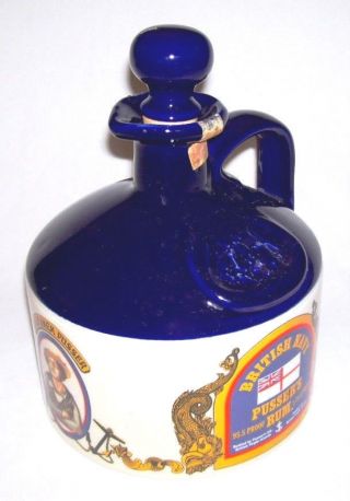 BRITISH NAVY PUSSER ' S RUM Quality Porcelain DECANTER & (2) MINIATURES England 6