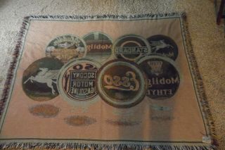 Collectible,  Cotton Throw W/Vintage Oil Company Signs/ 48 X 64 4