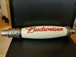VINTAGE Budweiser Beer Large Tap Handle Great American Lager rivet enamel 2