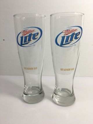 Miller Lite Vintage Beer Glasses Taste Activator Pair Collectible