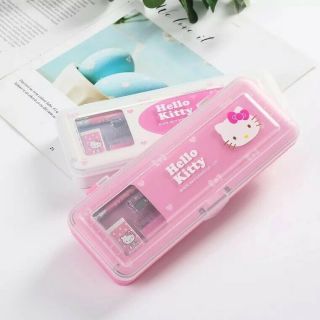 Hello Kitty Pencil Case,  Stationery Set Two Layer Pencil Box Pencil Eraser Ruler