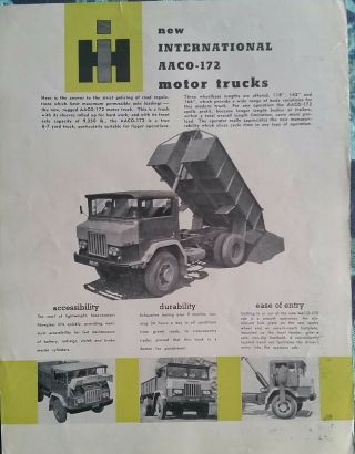 Aaco 172 International Harvester Tractor Truck Vintage Brochure Farm Machinery