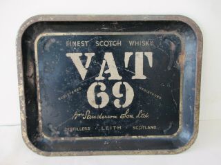 Vat 69 Finest Scotch Whisky Scotland Vintage Advertising Tin Tray Leith Rare " F