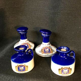 4 Pc West Indies British Navy Pussers Rum Empty Porcelain Bottles From England