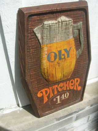 Vintage Olympia brewing Beer on tap sign tavern pub bar PITCHER $1.  49 OLY 3