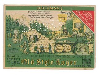 Rare & Early Heilemans Old Style Lager Irtp Beer Label La Crosse Wi Wisconsin