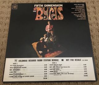 The Byrds 5th Dimension 1966 Mono White Label Lp W/ Dj Timing Strip