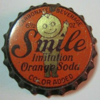 Smile Orange Soda Bottle Cap; St.  Louis,  Missouri; Cork,  Cupie
