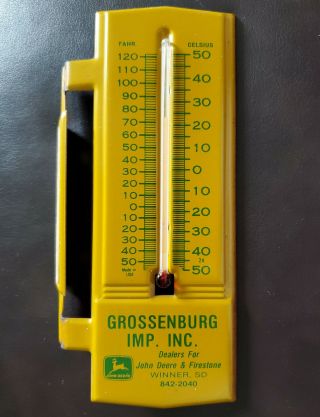 Rare Vintage John Deere Wall Thermometer - Grossenburg Imp.  Inc.  Winner,  Sd