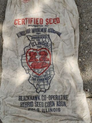 Vintage Seed Corn Sack Illinois Bag Farming