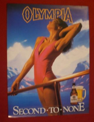 Olympia Beer Second To None 1983 Sexy Nordic Girl Poster 20 " X 27 Nos