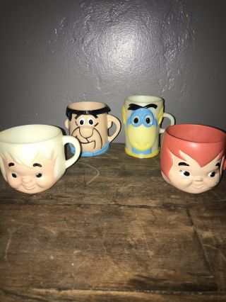 Extremely Rare Complete Set of Vintage 1972 Flintstones Vitamins Mugs 2