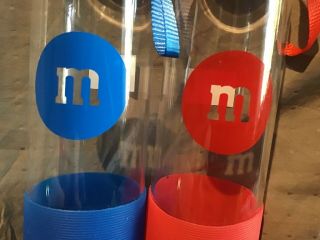M&M ' s World Red And Blue Character Water Glass Bottle with Silicone Bottom 2