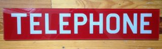 Large Red Telephone Booth Glass Panel Sign - Vintage Early 1960s