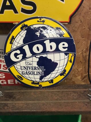 Vintage Globe Porcelain Metal Gas Oil Pump Plate Sign