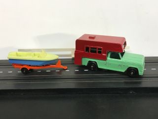 Vintage Midgetoy Pick Up Camper Boat And Trailer Diecast Made In Usa