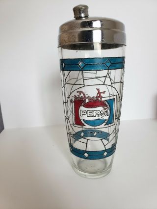 Vintage Pepsi Cola Tiffany Style Stained Glass Cocktail Shaker