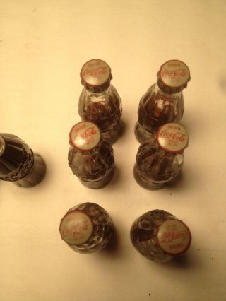 Vtg Coca Cola 6 Glass Bottles and 2 Cigarette Lighters Metal Cap Advertising 3