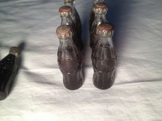 Vtg Coca Cola 6 Glass Bottles and 2 Cigarette Lighters Metal Cap Advertising 7