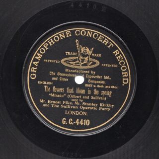 10 " 78 Pike,  Ernest Et Al " The Flowers That " Gramophone Concert Record G.  C.  - 4410