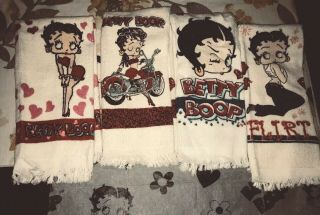 Betty Boop Set Of 4 Hand Towels 100 Cotton 2005