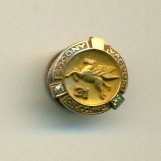 Rare Old Socony Vacuum Mobil Gas Oil Gold Pegasus Diamond 31 Year Petro Pin