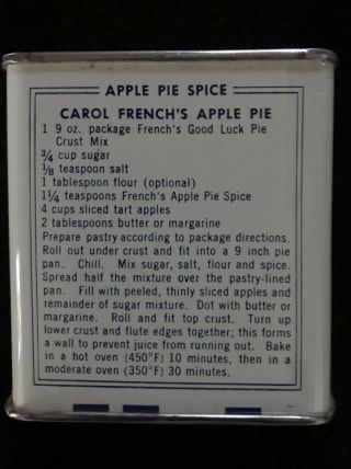 Vintage French ' s Apple Pie Spice Tin - Rochester N.  Y.  - R.  T.  French Co. 2