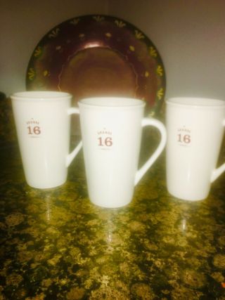 Set Of 3 Starbucks Tall Latte Coffee Mug Cups 16oz 2010 Grande 16 Very