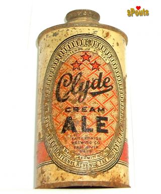 1939 Clyde Cream Ale Irtp Cone Top Beer.  Can Fall River,  Ma.  Massachusetts Low Pro