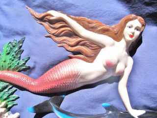 Mermaid and Dolphin Swimming in the Coral Reef Tropical Fantasy Wall Plaque (S) 2