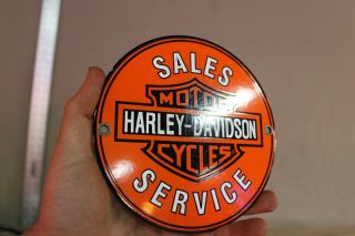 Harley Davidson Motorcycle Sales Service Porcelain Metal Sign Indian Gas Oil 66