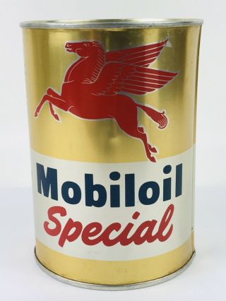 Mobiloil Special Motor Oil Can Pegasus 1 Quart Gas & Oil Advertising 29