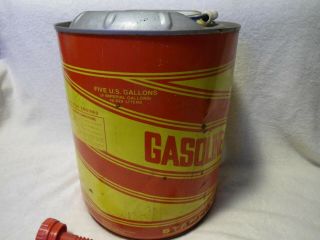 Vintage 5 gallon Stancan Metal Gas Can with spout 4