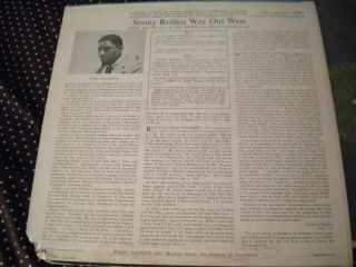 SONNY ROLLINS WAY OUT WEST 1958 LP DG S7017 ORIG CONTEMPORARY ULTRA - RARE 2