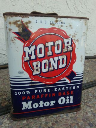 Vintage Motor Bond 2 Gallon Metal Motor Oil Can