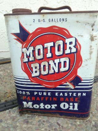 Vintage Motor Bond 2 Gallon Metal Motor Oil Can 3